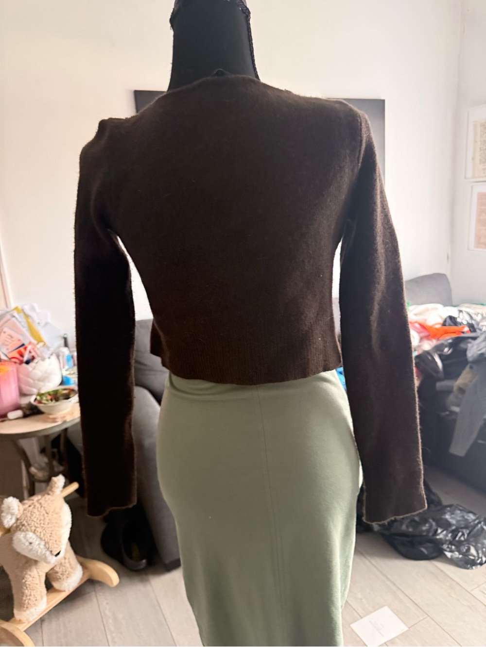 Zara Brown Cropped Button Cardigan - Picture 2 of 2